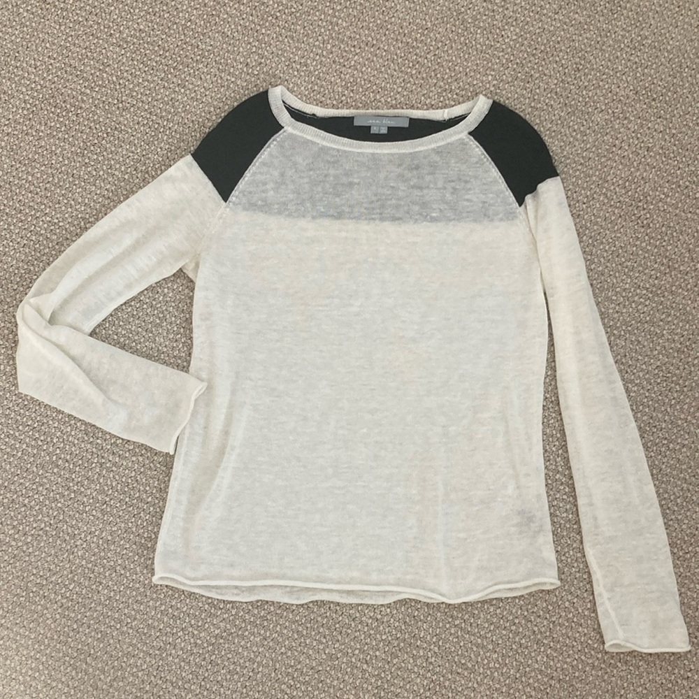 Sea Bleu Lightweight 💯 linen two tone boyfriend sweater, size S
